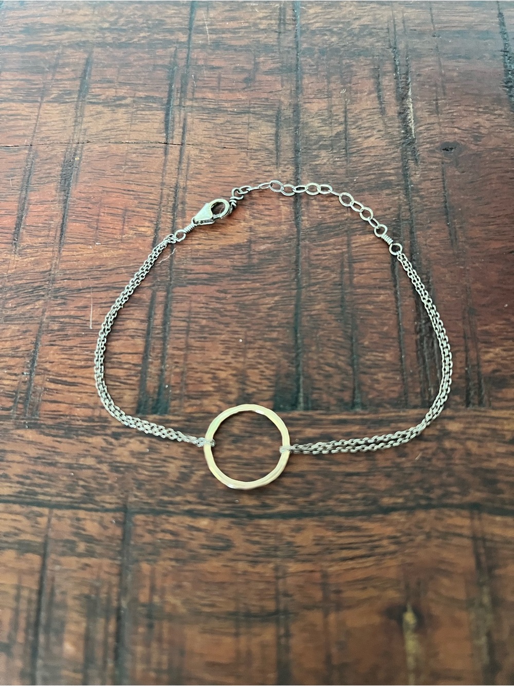 Minimalist Gold Circle Pendant Double Chain Bracelet - Women Jewelry